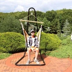 Sunnydaze Decor Sunnydaze Cotton/Nylon Outdoor Mayan Hammock Chair With Adjustable Stand - 330 Lb Weight Capacity - Natural -Sunnydaze Decor GUEST c34ae2c0 6a6c 4af2 a6c0 cf7802e97afc