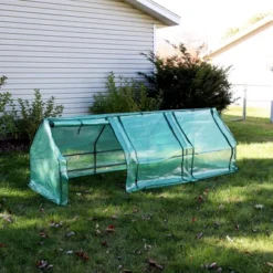 Sunnydaze Decor Sunnydaze Outdoor Portable Slanted Top Plant Shelter Mini Cloche Greenhouse With Zipper Doors - 36" - Green -Sunnydaze Decor GUEST c38dd9f1 ecdb 4271 a10d 66d9bb061899