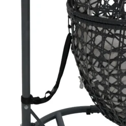 Sunnydaze Decor Sunnydaze Outdoor Resin Wicker Patio Cordelia Hanging Basket Egg Chair Swing With Cushion, Headrest, And Steel Stand Set- 3pc -Sunnydaze Decor GUEST c39f9ecd d757 4e9c 9b89 9d413cca36d3