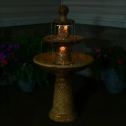 Sunnydaze Decor Sunnydaze 43"H Electric Ceramic 3-Tier Floral Motif Outdoor Water Fountain With LED Lights -Sunnydaze Decor GUEST c3e45490 757d 42ea 95f0 664b53a79290