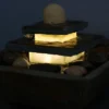 Sunnydaze Decor Sunnydaze Indoor Home Office Slate And Polished Stone Ball Tiered Tabletop Water Fountain With LED Light - 8"