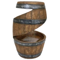 Sunnydaze Decor Sunnydaze 25"H Electric Resin Spiraling Barrel Outdoor Water Fountain With LED Lights -Sunnydaze Decor GUEST c4882369 b175 4dc5 ab80 dbadea7bb3d4