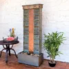 Sunnydaze Decor Sunnydaze 48"H Electric Natural Slate With Copper Accents Rippled Column Outdoor Water Fountain With LED Spotlight
