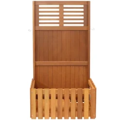 Sunnydaze Decor Sunnydaze Outdoor Garden Meranti Wood With Teak Oil Finish Planter Box With Privacy Screen And 2 Hooks For Hanging Basket Planters - 44" H - Brown -Sunnydaze Decor GUEST c829e8dd a2d8 4a98 b0f7 3ebe877f3961