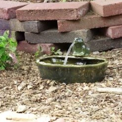 Sunnydaze Decor Sunnydaze Outdoor Solar Powered Ceramic Spitting Frog Water Fountain With Submersible Pump - 7" - Green -Sunnydaze Decor GUEST c88adac4 ff9e 416e 9919 269ec305d06c