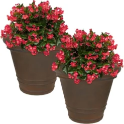 Sunnydaze Decor Sunnydaze Crozier Polyresin Outdoor/Indoor Heavy-Duty Double-Walled Fade-Resistant Flower Pot Planter - 16" Diameter - Rust -Sunnydaze Decor GUEST c90e1814 22ec 4d07 b856 3be8d95988be