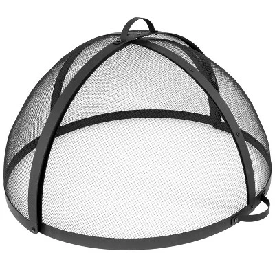 Sunnydaze Decor Sunnydaze Outdoor Heavy-Duty Steel Mesh Round Easy-Opening Camp Fire Pit Spark Screen Lid With Hinged Door - Black 13 Sunnydaze Decor Sunnydaze Outdoor Heavy-Duty Steel Mesh Round Easy-Opening Camp Fire Pit Spark Screen Lid With Hinged Door - Black - Image 13