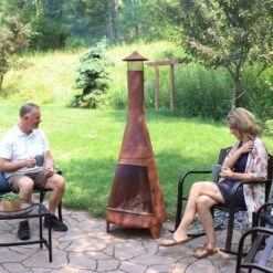 Sunnydaze Decor Sunnydaze Outdoor Backyard Large Freestanding Oxidized Steel Wood-Burning Fire Pit Chiminea - 70" - Rust Finish -Sunnydaze Decor GUEST cc22fb48 0a91 4737 9296 cebd16dc6fe7