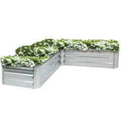 Sunnydaze Decor Sunnydaze Outdoor Galvanized Steel L-Shaped Raised Garden Bed For Plants, Vegetables, And Flowers - 59.5" -Sunnydaze Decor GUEST cd4dcab1 83b2 4f81 8c72 d1d79e744375