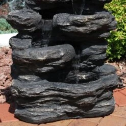 Sunnydaze Decor Sunnydaze 24"H Electric Polystone Rock Falls Waterfall Outdoor Water Fountain With LED Lights -Sunnydaze Decor GUEST ce74d907 962a 47d1 9a87 f3f52e1ef76f