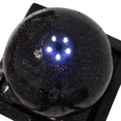 Sunnydaze Decor Sunnydaze Outdoor Polyresin Solar Powered Black Ball Water Fountain Feature With LED Light - 30" - Black -Sunnydaze Decor GUEST ced86ccb 1697 44d6 9671 c8992422b73b