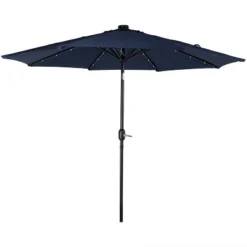 Sunnydaze Decor Sunnydaze Outdoor Aluminum Pool Patio Umbrella With Solar LED Lights, Tilt, And Crank - 9' -Sunnydaze Decor GUEST cef3ab79 958a 4dc0 abc9 8d25e942dd00