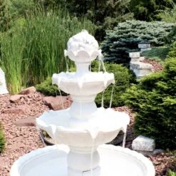 Sunnydaze Decor Sunnydaze 52"H Electric Fiberglass 4-Tier Fruit Top Outdoor Water Fountain, White Finish -Sunnydaze Decor GUEST cff48747 b0a0 4708 a433 6f352dcecd10