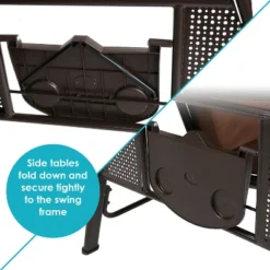 Sunnydaze Decor Sunnydaze Outdoor 3-Person Aluminum Patio Swing With Adjustable Canopy, Cushions And Pillow -Sunnydaze Decor GUEST d0b4d55c aa0a 4d90 b7f6 40d09774a4e6