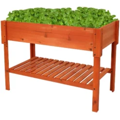Sunnydaze Decor Sunnydaze Outdoor Raised Wooden Garden Bed With Lower Shelf For Plant Flowers, Herbs, Green Plants, And Vegetables - 42" -Sunnydaze Decor GUEST d0bd04e3 b038 468f bf34 7cf7398c0535