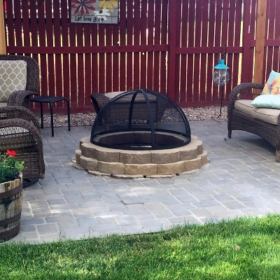 Sunnydaze Decor Sunnydaze Outdoor Heavy-Duty Steel Mesh Round Easy-Opening Camp Fire Pit Spark Screen Lid With Hinged Door - Black 11 Sunnydaze Decor Sunnydaze Outdoor Heavy-Duty Steel Mesh Round Easy-Opening Camp Fire Pit Spark Screen Lid With Hinged Door - Black - Image 11