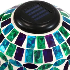 Sunnydaze Decor Sunnydaze Blue Cool Blooms Glass Mosaic Indoor/Outdoor Gazing Globe With Solar Light - 10" Diameter - Blue And Green -Sunnydaze Decor GUEST d51d50bf 3d68 4c74 bee8 ba2387026ffe