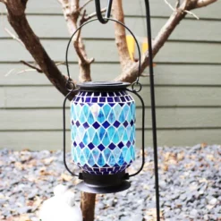Sunnydaze Decor Sunnydaze Solar LED Outdoor Cool Blue Mosaic Lantern - 8.5" -Sunnydaze Decor GUEST d6912ef8 66dd 4226 9941 d819cd9cffef
