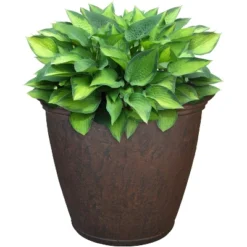 Sunnydaze Decor Sunnydaze Indoor/Outdoor Patio, Garden, Or Porch Weather-Resistant Double-Walled Anjelica Flower Pot Planter - 16" - Rust Finish -Sunnydaze Decor GUEST d7c916f7 b37f 47f5 86e0 f7c1f0de4752