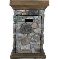 Sunnydaze Decor Sunnydaze Outdoor Cast Rock Design Propane Gas Fire Pit Column For Outside Patio & Deck With Lava Rocks, Waterproof Cover And Steel Burner - 30" -Sunnydaze Decor GUEST d847fe93 646c 4fc1 a2ac 87fe9cba4e16