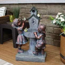 Sunnydaze Decor Sunnydaze 30"H Electric Polyresin Boy And Girl At Bird Bath Outdoor Water Fountain -Sunnydaze Decor GUEST da6f8693 36a9 4e23 b237 705723ededed