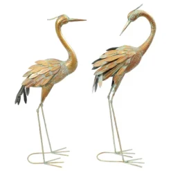 Sunnydaze Decor Sunnydaze Golden Crane Metal Outdoor Elegant Garden Statue - Gold/Blue – 2pc -Sunnydaze Decor GUEST daf3942e 7217 4514 9598 8fe762fb1b29