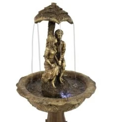 Sunnydaze Decor Sunnydaze Outdoor Solar Powered Polyresin Lovers Umbrella Water Fountain With Battery Backup And LED Lights - 43" -Sunnydaze Decor GUEST dafcc8dc 6885 4951 b0e0 9695f326e2b9