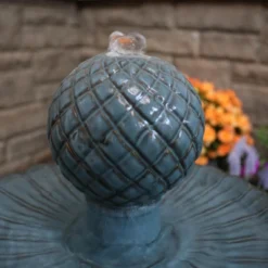 Sunnydaze Decor Sunnydaze 27"H Electric Green Ceramic 2-Tier Resting Birds Outdoor Water Fountain -Sunnydaze Decor GUEST db7d03d5 b194 4eb2 9163 12b7300a230c