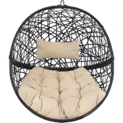 Sunnydaze Decor Sunnydaze Outdoor Resin Wicker Patio Jackson Hanging Basket Egg Chair Swing With Cushions And Headrest - 2pc -Sunnydaze Decor GUEST e194f8b7 af47 4a77 aff9 fe8fbcbdaab3