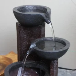 Sunnydaze Decor Sunnydaze Indoor Home Decorative Resin 3-Tier Descending Bowls Tabletop Water Fountain - 9" - Dark Brown -Sunnydaze Decor GUEST e21d3e50 ec9a 4919 bb4c b97fe3266163