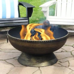 Sunnydaze Decor Sunnydaze Outdoor Camping Or Backyard Large Fire Pit Bowl With Spark Screen, Log Poker, And Metal Wood Grate - 30" - Bronze -Sunnydaze Decor GUEST e2d31efb a566 469e a2cb d35fa75e8aca