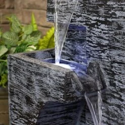 Sunnydaze Decor Sunnydaze 32"H Electric Polyresin Cascading Tower Tiered Outdoor Water Fountain With LED Lights -Sunnydaze Decor GUEST e339537c eac3 462a 9add cd750f8f81e5