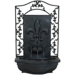 Sunnydaze Decor Sunnydaze 33"H Electric Polystone French Lily Design Outdoor Wall-Mount Water Fountain -Sunnydaze Decor GUEST e4410708 335e 4aed a9aa 7f8d3b83c6b5
