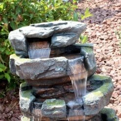 Sunnydaze Decor Sunnydaze 24"H Electric Polyresin And Fiberglass Tiered Stone Waterfall Outdoor Water Fountain With LED Lights -Sunnydaze Decor GUEST e4ec964b f7f2 4ec6 8862 e015688c751e