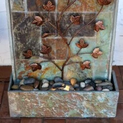 Sunnydaze Decor Sunnydaze 32"H Electric Slate And Metal Climbing Vines Outdoor Water Fountain With LED Light -Sunnydaze Decor GUEST e5641dc6 ecf3 4bdd ada3 85a4ea875ed8