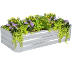 Sunnydaze Decor Sunnydaze Raised Corrugated Galvanized Steel Rectangle Garden Bed For Plants, Vegetables, And Flowers - 48" L X 11.75" H -Sunnydaze Decor GUEST e56d67f4 8441 45d8 abac dd6d8ec386fe