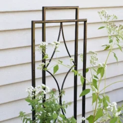 Sunnydaze Decorative Steel Metal Chic Diamonds Design Garden Trellis - Black - 2-Pack -Sunnydaze Decor GUEST e5964ea6 b8fb 4369 bd46 ee36b7ec8944