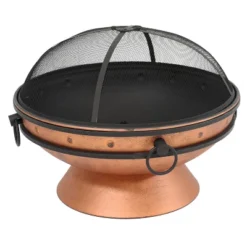 Sunnydaze Decor Sunnydaze Outdoor Camping Or Backyard Large Round Fire Pit Bowl With Handles And Spark Screen - 30" - Copper Finish -Sunnydaze Decor GUEST e5cea808 44f5 463d a84e 33b09ccf1438