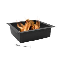Sunnydaze Decor Sunnydaze Outdoor Heavy-Duty Steel Portable Above Ground Or In-Ground Square Fire Pit Liner Ring - Black -Sunnydaze Decor GUEST e6c0b8e3 5fa0 497e 861b e8b749e3d35a