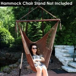 Sunnydaze Decor Sunnydaze Caribbean Style Extra Large Hanging Rope Hammock Chair Swing For Backyard And Patio -Sunnydaze Decor GUEST e76f1aa7 f0a3 4e05 afa0 2bdbe8fae375