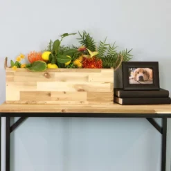 Sunnydaze Decor Sunnydaze Rectangle Indoor Flower And Succulent Planter Box With Handles And 3 Removable Plastic Liners - 20" W X 7.25" D X 6.75" H - Acacia Wood -Sunnydaze Decor GUEST e79b1e0c 317e 469a 967f abe946587509