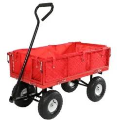 Sunnydaze Decor Sunnydaze Outdoor Lawn And Garden Heavy-Duty Steel Utility Cart With Removable Sides And Weather-Resistant Polyester Liner -Sunnydaze Decor GUEST e896d862 1935 40c3 a6fb 0ec56c619a97