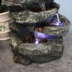 Sunnydaze Decor Sunnydaze Indoor Home Office Relaxing 6-Tiered Stone Falls Tabletop Water Fountain With LED Lights - 15" -Sunnydaze Decor GUEST eb5c7eb4 55d1 425f 89ad 5aceaef4c7b4