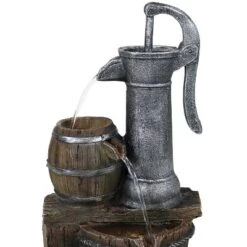 Sunnydaze Decor Sunnydaze 23"H Electric Polyresin Cozy Farmhouse Pump And Tiered Barrels Outdoor Water Fountain With LED Lights -Sunnydaze Decor GUEST ebe1e024 012a 4f76 9585 d4cce97e5bc2