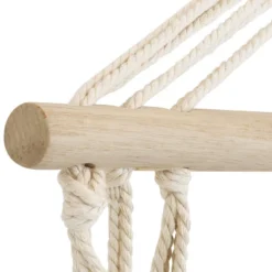 Sunnydaze Decor Sunnydaze Outdoor Printed Polycotton Fabric Hammock Chair With Armrests And Hardwood Spreader Bar - 300 Lb Capacity - Contrasting Stripes -Sunnydaze Decor GUEST ec72aab9 8bd3 4f81 b56d 084becdc6811