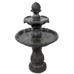 Sunnydaze Decor Sunnydaze Outdoor 2-Tier Solar Powered Water Fountain With Battery Backup And Submersible Pump - 35" -Sunnydaze Decor GUEST ed5c5cd1 f9a2 4ac7 85fd 216c7f5f75aa