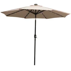 Sunnydaze Decor Sunnydaze Outdoor Aluminum Pool Patio Umbrella With Solar LED Lights, Tilt, And Crank - 9' -Sunnydaze Decor GUEST eff4881e 946d 4900 abf5 92783c5ab046