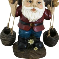 Sunnydaze Decor Sunnydaze Peter With A Pair Of Pails Gnome Indoor/Outdoor Lightweight Resin Lawn And Garden Statue - 14" H -Sunnydaze Decor GUEST f48aff9c 3d6b 4168 9f97 b2326f6911cb
