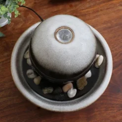 Sunnydaze Decor Sunnydaze Indoor Home Office Tabletop Modern Orb Smooth Glazed Ceramic Water Fountain Feature - 7" - Dark Brown -Sunnydaze Decor GUEST f6788237 4906 45f5 adb8 7c15ae886785