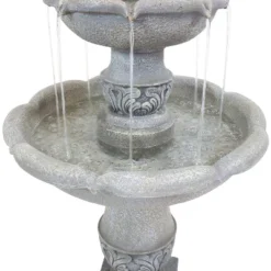 Sunnydaze Decor Sunnydaze 50"H Electric Fiberglass Reinforced Concrete 2-Tier French Garden Design Outdoor Water Fountain, Dusty Gray -Sunnydaze Decor GUEST f7f8a7fa f77e 4e20 8175 d8640287e5b1
